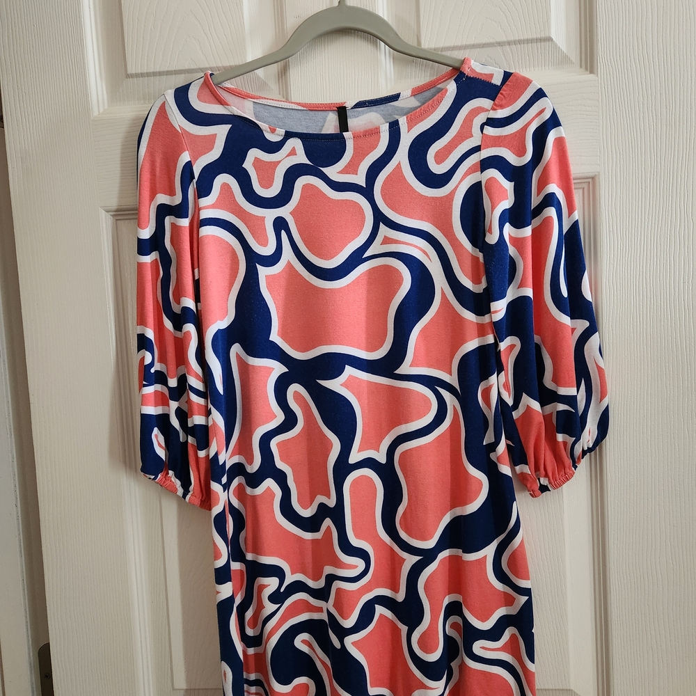 YETTS Navy & Peach Patternes Summer Dress